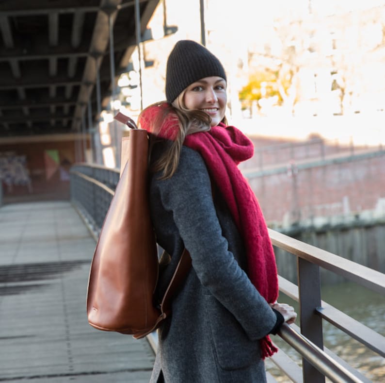 leather SALE 70/% Tom Oversize backpack brown retro deer Hamburg