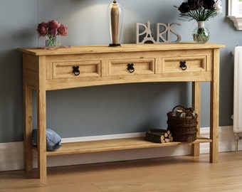 Corona Console Tables 1 2 3 Drawer Shelf Solid Pine Wood Hallway Furniture New
