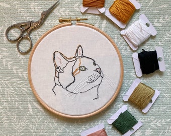 Pet portrait embroidery, 4 inch hoop