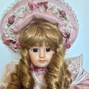 Rare Collectible Vintage 1992 French bisquie porcelain Mundia doll Mathilde, gift for doll collectors, Victorian style doll, perfect gift