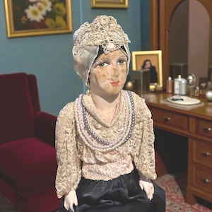 Antique Rare French Boudoir Doll 30” Poupée De Salon Ancienne Hand Painted Face, Art Deco Style,Collectors Doll,Perfect Gift, Bedroom Doll