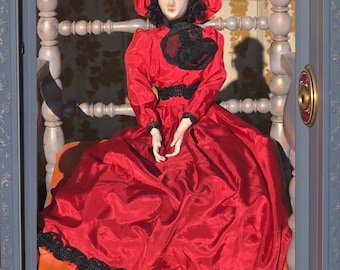 Antique Rare French Boudoir Doll 26” Poupée De Salon Ancienne Hand Painted Face, Art Deco 1920s
