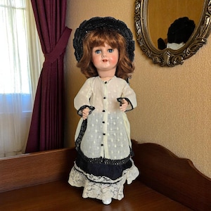 Antique Rare 20&quot; UNIS France Bisque Head Doll Sleepy Eyes Composition Body Circa 1920, French Antique Doll, Victorian Style Doll,Collectible