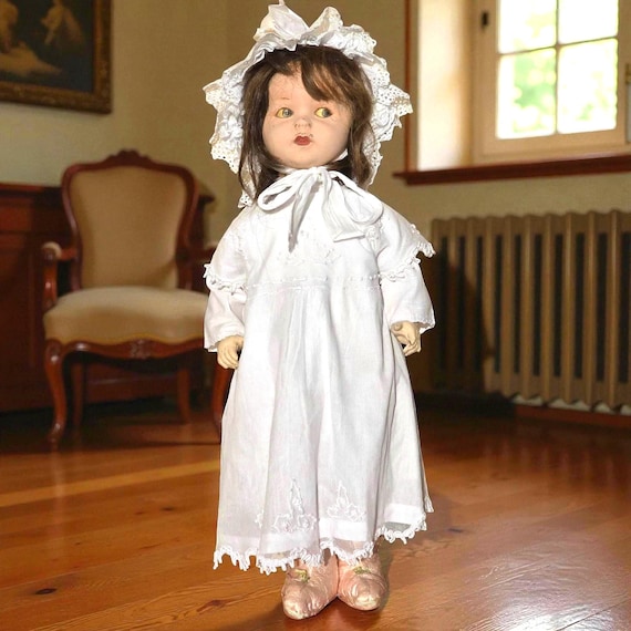 Antique Rare Large 24" French Papier Mache &composition Doll, Painted  Face,1900s - Etsy
