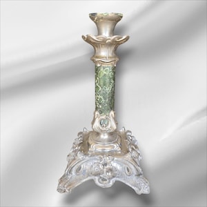 Rare Victorian One Light Candelabras Candlestick Holder Metal Art Nouveau ,chateau decor, vintage gift, marble candle holder, made in France