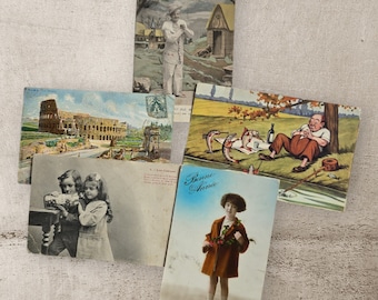 Veel van 5 antieke Franse ansichtkaarten voor verzamelaars, jaren 1900