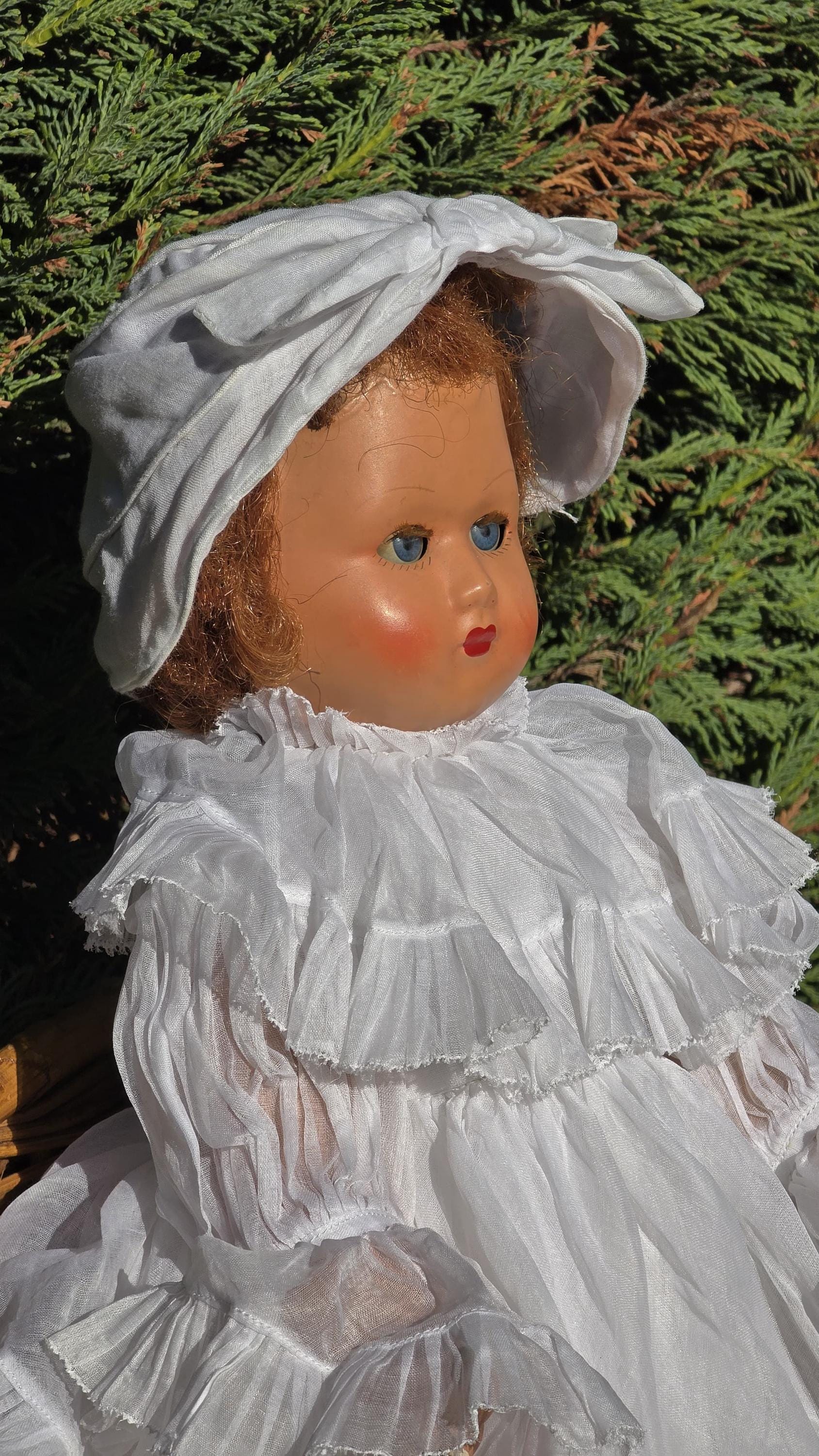 ancienne poupee tete bras composition et chiffons H13 France annees 40