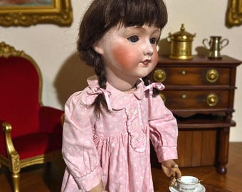 316 - POUPEE du XIXe, tête en composition recouverte de cire