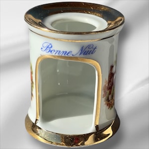 Limoges France Vintage Miniature Porcelain Candle Holder Gold Trim Courting Couple, French Ceramic, Accent Piece, Perfect Gift ,Collectible