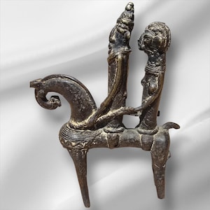 Antique Rare African Tribal Art Cast Bronze Sao Chad Cavalier Statue10in(25cm) ,African Tribal Art, Lost Wax Technique Statue,Collectible