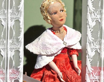 Antique Rare Large French Boudoir Doll 32” Poupée De Salon Ancienne Hand Painted Face