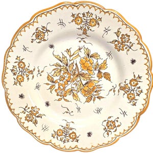 Plato antiguo de loza francesa, Moustiers-Sainte-Marie, pintado a mano, firmado, 21 cm.