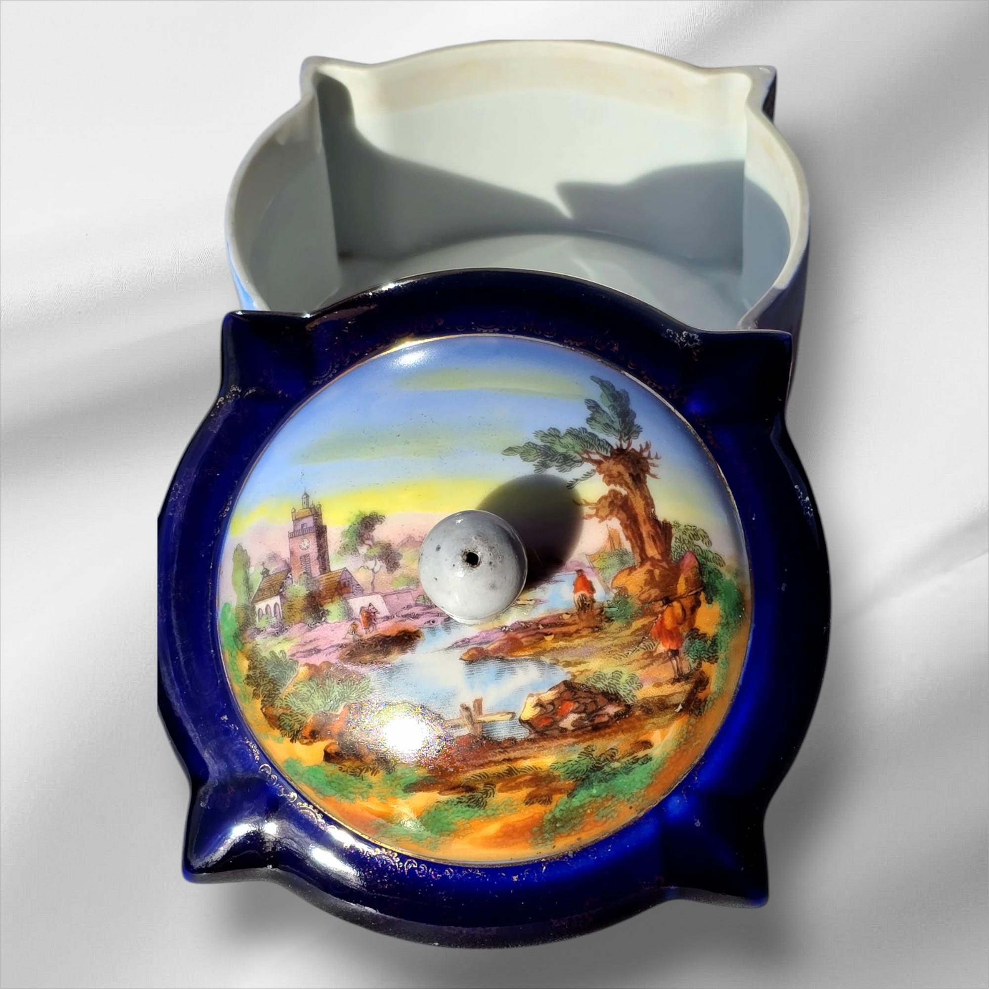 Boîte à Bijoux Ancienne En Porcelaine De Saxe - Vintage, Allemagne, Signée, Occasion