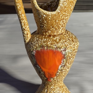 French Vallauris Vintage 1950 Fat Lava Vase Mint Condition Collectors Piece 12in , vintage french porcelain, abstract design vase, gift idea
