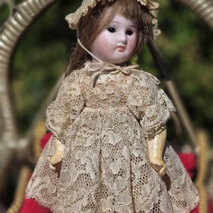 Antique Rare SFBJ/ Bru Jointed Body French Mignonette Bisque Doll 8.5&quot;,set glass eyes, doll house doll, rare to find, Victorian doll, gift