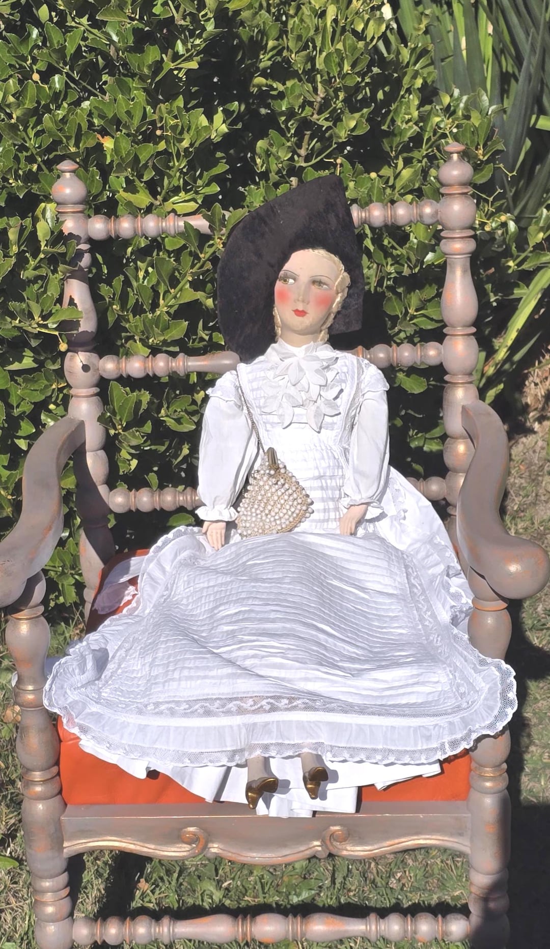 ANCIENNE ET TRÈS belle poupée de salon boudoir 1930 taille 74 cm EUR