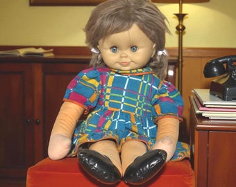 Vintage Collectible Large 27in(67cm) French Clodrey 7305 Cloth Doll ,1970s