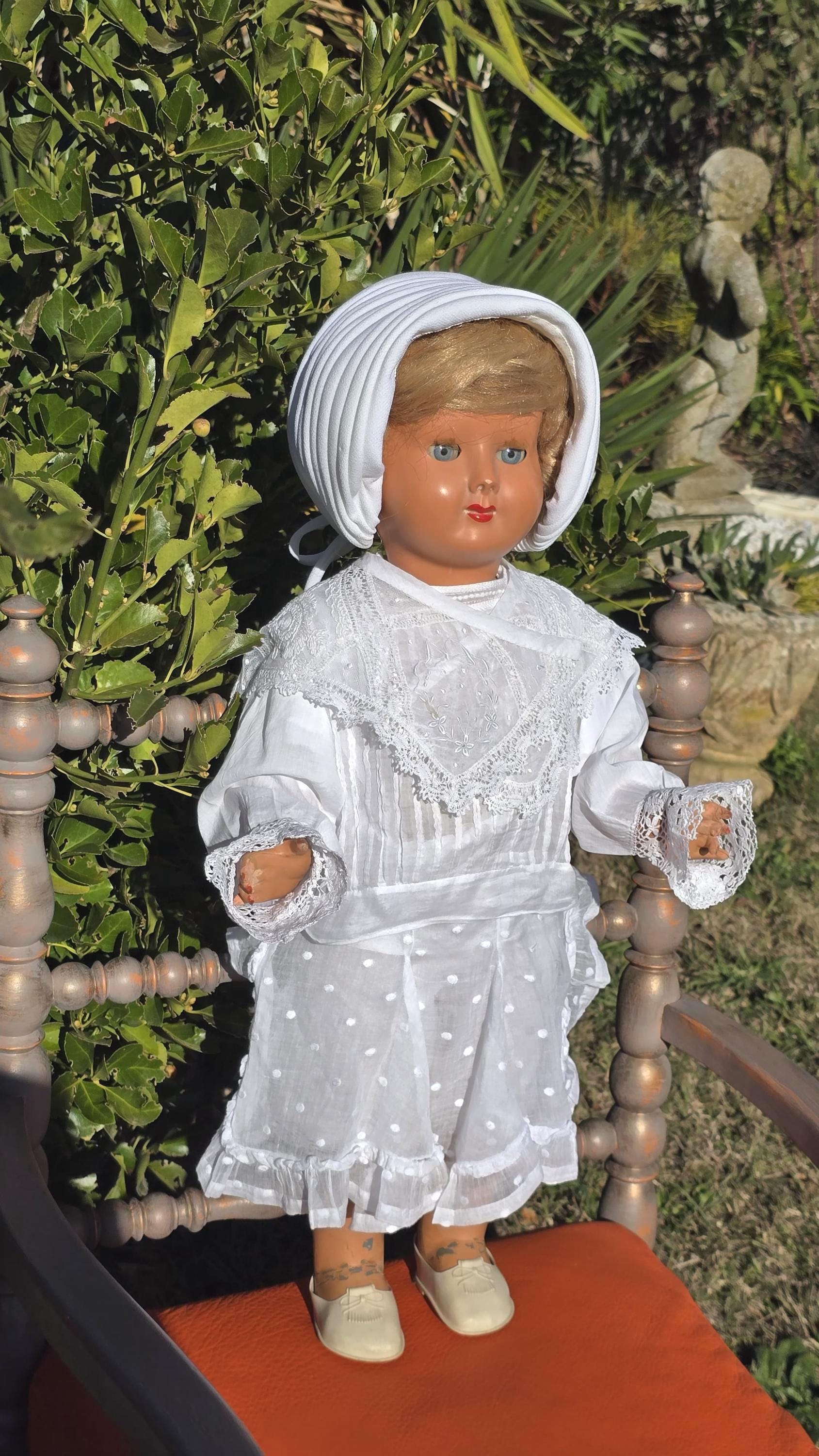 Grande Poupée Ancienne B-te SGDG France N°62 680P - Robe De Baptême, Années 60
