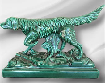 Vintage Art Deco Collectible Large Porcelain Irish Setter Sculpture circa 1930s