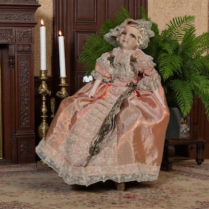 Antique Rare French Boudoir Doll 17” Poupée De Salon Ancienne Hand Painted Face,Art Deco Style, collectors doll, perfect gift