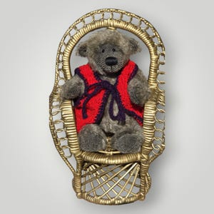 Urso de pelúcia vintage mohair artista &quot;STAUBSHER&quot; estilo vintage desgastado feito à mão, urso colecionável, urso de pelúcia mohair com casaco de lã, ideia para presente