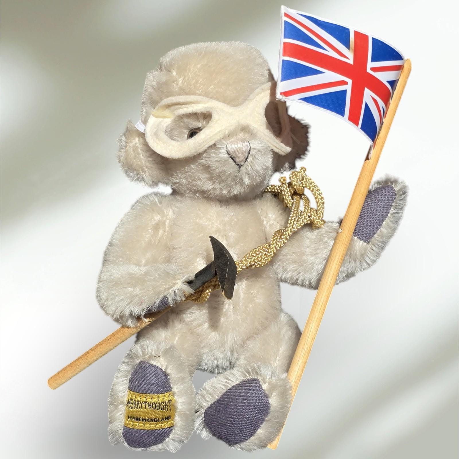 Vintage Signed Merrythought Mohair Teddy Bear, Sir Edmund Hillary