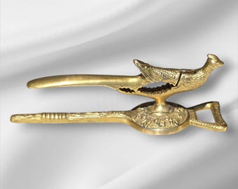 Vintage Brass Bird Nutcracker – Ornate Figural Kitchen Tool