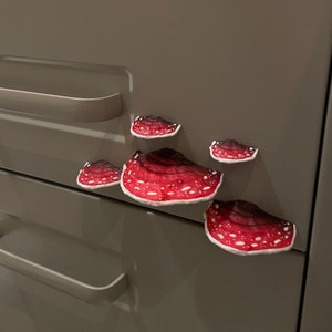 Mushroom Magnets, 3D fridge magnets Set of 5 red Amanita zdjęcie 7