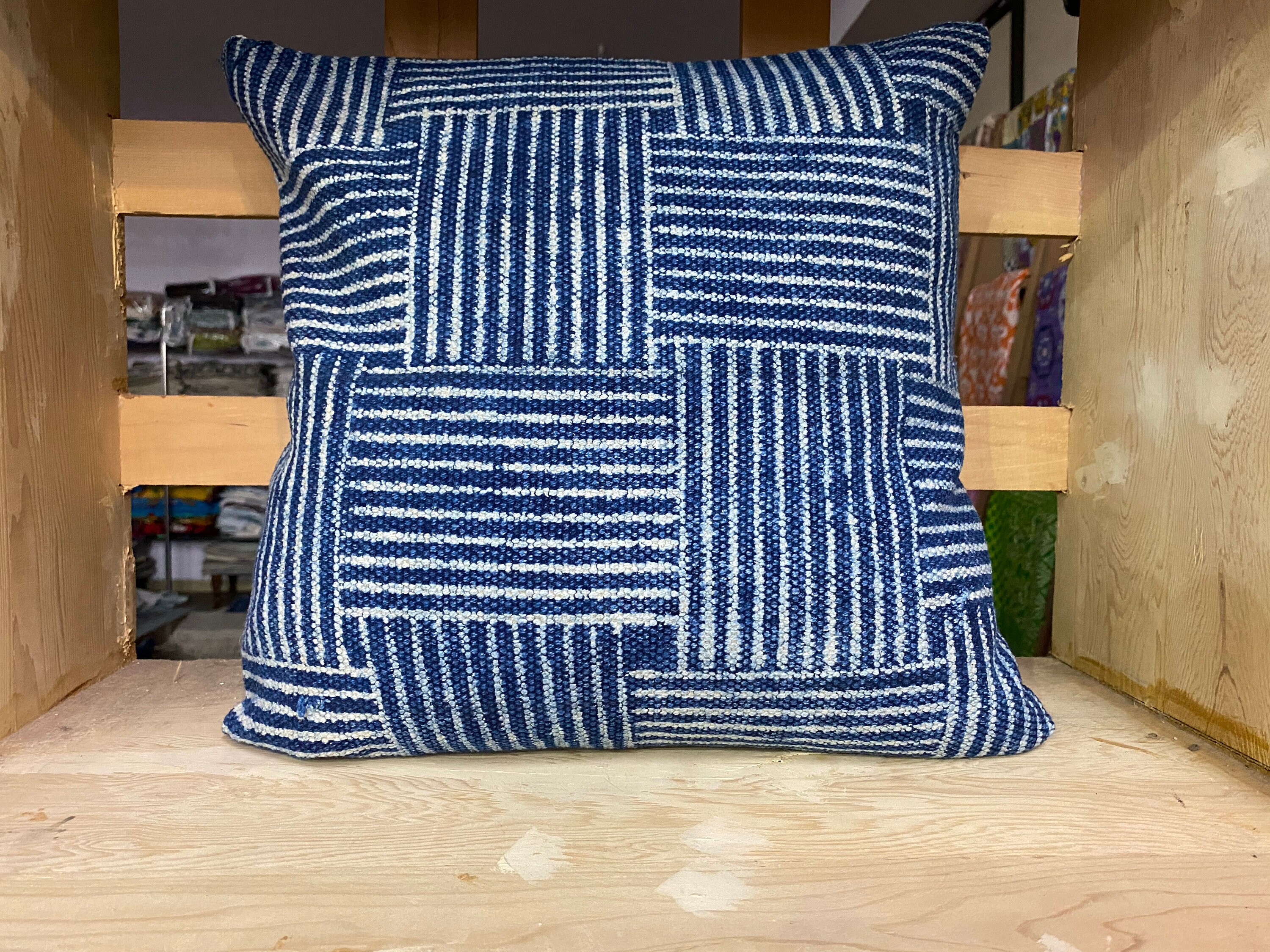 Crazy Unique Indigo Blue Indian Cotton Rug Cushion Cover Rug Etsy