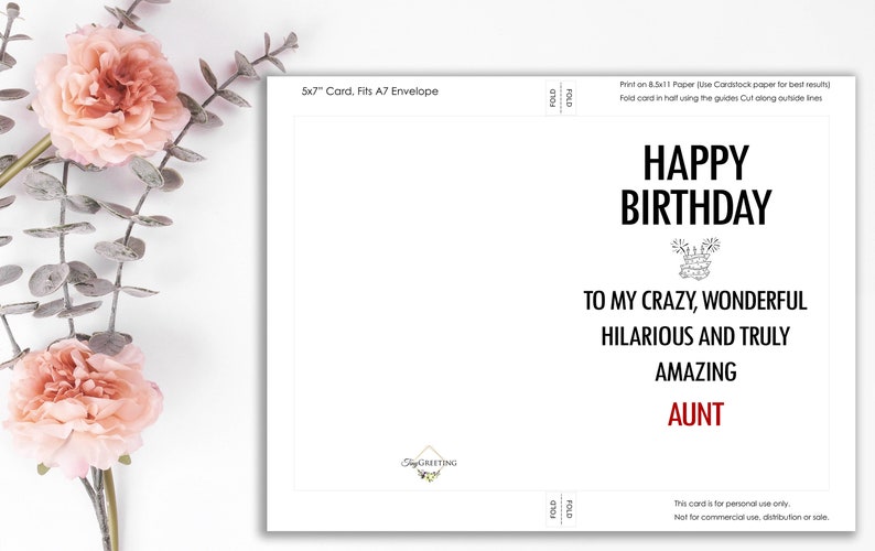 printable birthday card happy birthday to my aunt card etsy