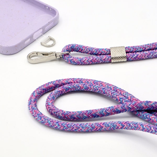 Universal cord with carabiner for the cell phone chain | Optional with patch for mobile phone case