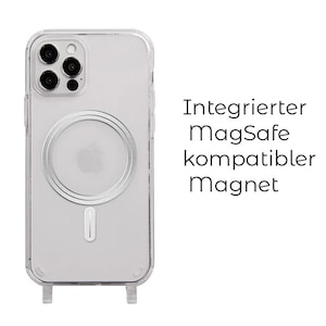 Hülle für Handykette TRANSPARENT für iPhone & Samsung Handyhülle mit Ösen wahlweise mit Magnet MagSafe kompatibel Mit MagSafe