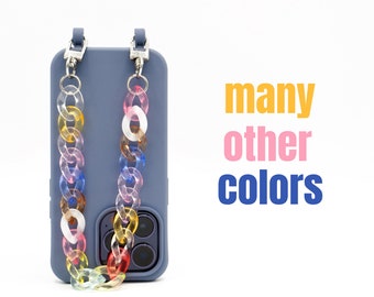 Korte ketting (maat S) met karabijnhaak voor telefoonhoesje, telefoonketting en handtas - veel kleuren | korte keten | Acryl ketting
