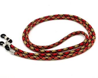Glasses strap / mask holder RED BEIGE made of paracord rope 3.8 mm glasses chain mask