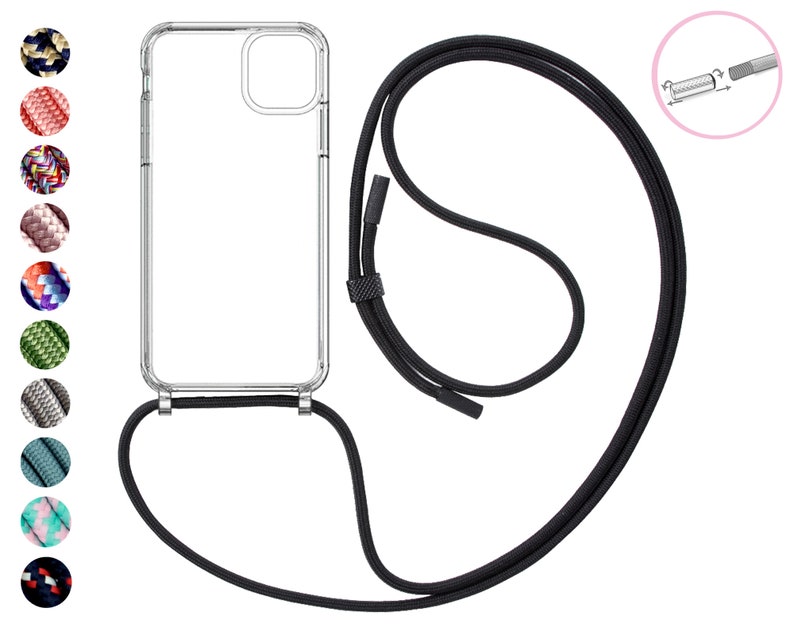 Hülle für Handykette TRANSPARENT für iPhone & Samsung Handyhülle mit Ösen wahlweise mit Magnet MagSafe kompatibel Bild 7