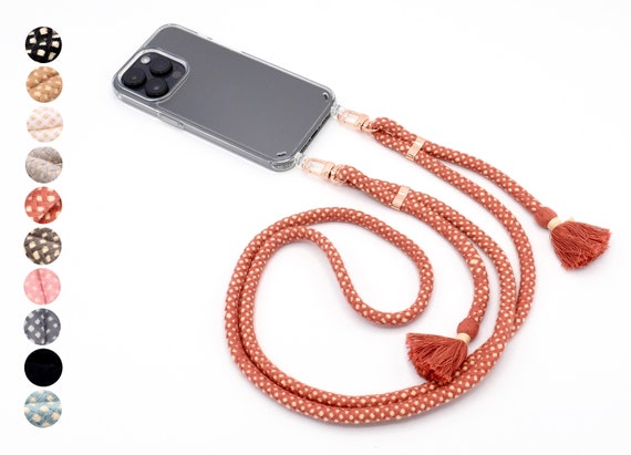Cadena para móvil con cordón de algodón con mosquetón para iPhone