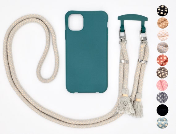 2in1 Mobile Phone Case and Mobile Phone Chain PETROL GREEN With Eyelet Clip  and Cotton Cord for iPhone and Samsung -  Israel