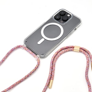 MagSafe hoesje voor mobiele telefoonketting TRANSPARENT voor iPhone & Samsung telefoonhoesje met oogjes Compatibel met magneet MagSafe afbeelding 8