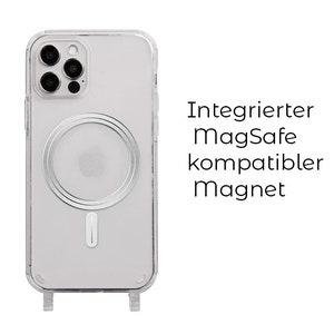 MagSafe Hülle für Handykette TRANSPARENT für iPhone & Samsung Handyhülle mit Ösen mit Magnet MagSafe kompatibel Bild 1