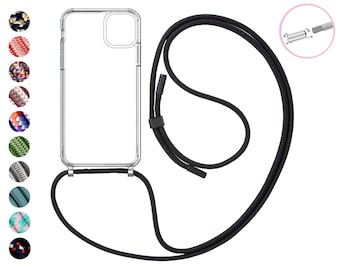 Mobile phone chain with removable rope TRANSPARENT for iPhone and Samsung - mobile phone case with eyelets | optionally compatible with Magnet - MagSafe