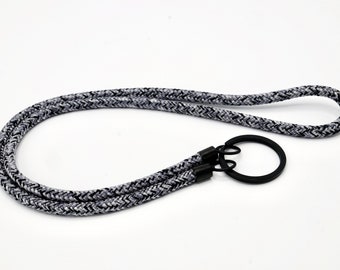 Lanyard BLACK GRAY mottled made of PPM rope to hang around