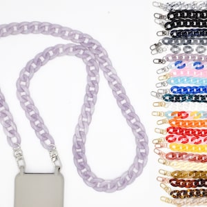 Ketting met karabijnhaak voor het mobiele telefoonhoesje, mobiele telefoonketting en handtas veel kleuren Acryl ketting Crossbody afbeelding 1