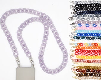 Chain with carabiner for the cell phone case, cell phone chain and handbag - many colors | Acrylic necklace | Crossbody