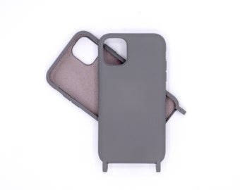 Silicone case for mobile phone chain GRAY for iPhone - mobile phone case with eyelets