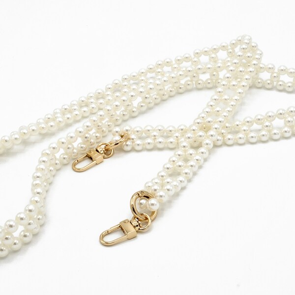Sangle en perles avec mousqueton pour chaîne de téléphone portable ou sac à main - style classique et moderne | blanc, confettis, noir