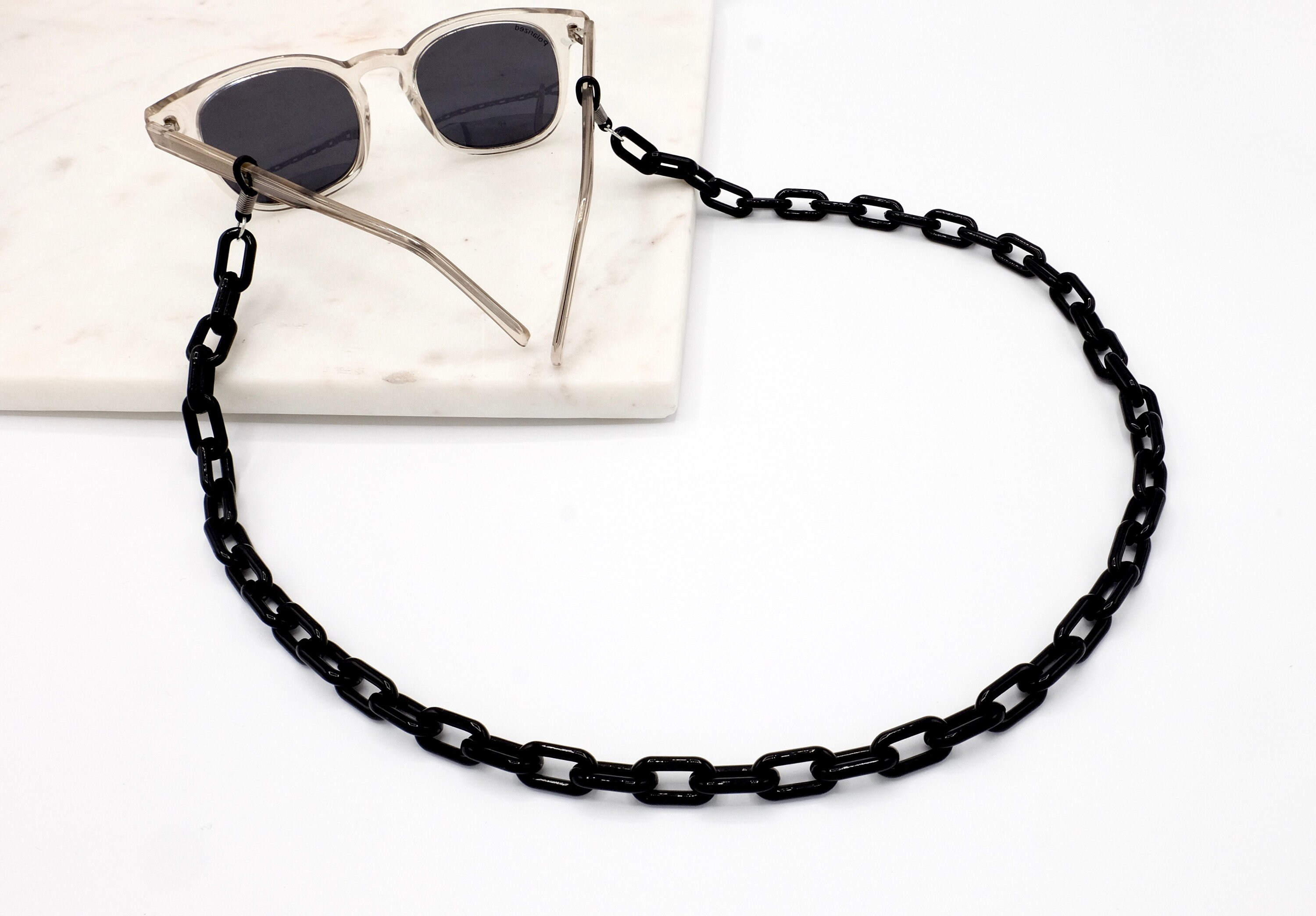 Eyeglass Chain/ Mask Holder Size XS Black Red Clear Eyewear | Etsy