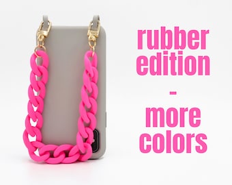 NEU Kurze Kette RUBBER EDITION mit Karabiner für die Handyhülle, Handykette und Handtasche - Sommer Neon Farben | short Chain | Acrylkette