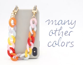 Korte ketting (maat M) met karabijnhaak voor telefoonhoesje, telefoonketting en handtas - veel kleuren | korte keten | Acryl ketting