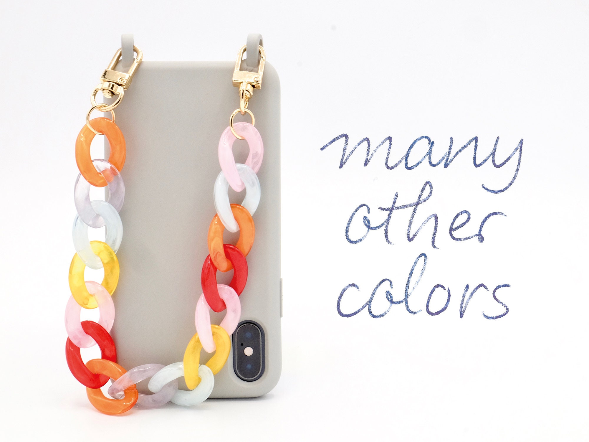 Short Chain With Carabiner for the Cell Phone Case, Cell Phone Chain and  Handbag Many Colors Short Chain Acrylic Necklace -  Norway