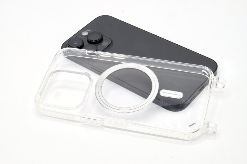 MagSafe Hülle für Handykette TRANSPARENT für iPhone & Samsung Handyhülle mit Ösen mit Magnet MagSafe kompatibel Bild 2